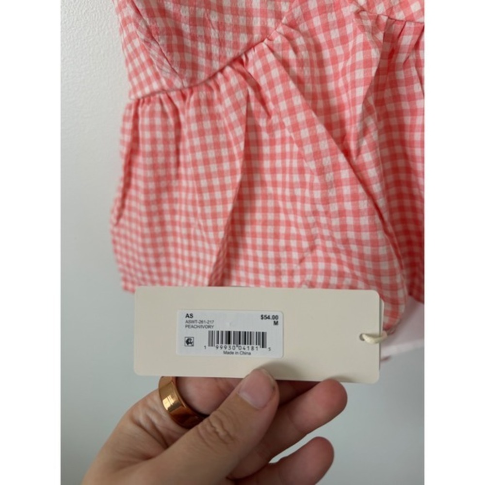 Altar'd State Cierra Gingham Halter Top – Peach/Ivory – Women's Medium – NWT - Picture 4 of 5